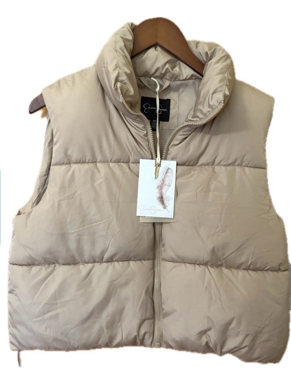 NWT Jessica Simpson Beige Quilted Puffer Vest | Size Small | Retail: $100